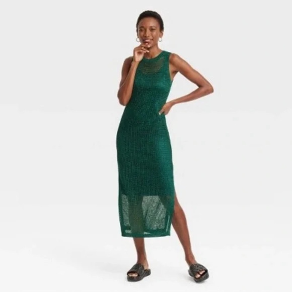Green Sleeveless swim cover up Dress